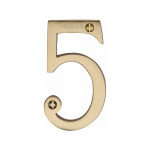 M Marcus Heritage Brass Numeral 5 - Face Fix 76mm Traditional font